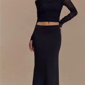 Meshki Classic Black Maxi Skirt